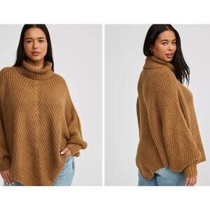 Torrid Chunky Ribbed Poncho Sweater Womens Plus Size 1X/2X Tan